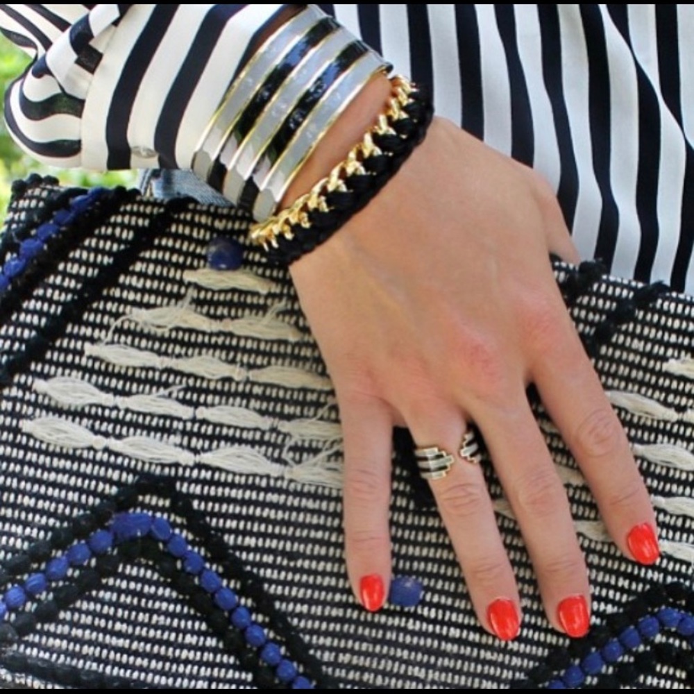 Jami Estelle Woven Black and Gold Fringe Bracelet
